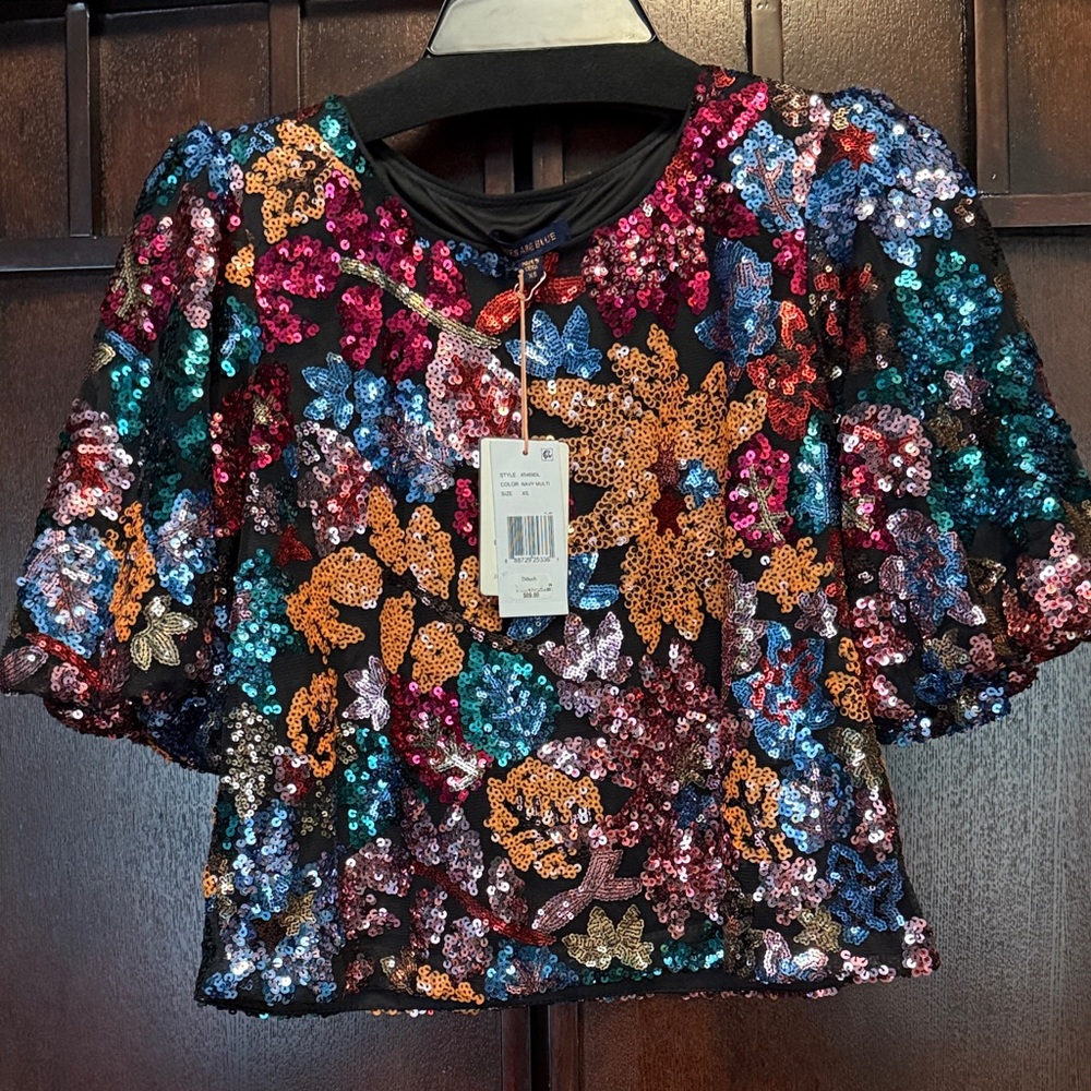 Skies Are Blue Multicolor Sequin Crop Top